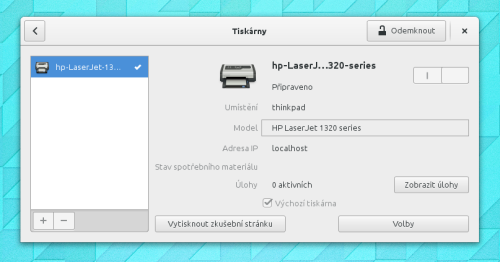  Nastavení tiskárny v GNOME 